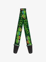 Teenage Mutant Ninja Turtles Group Faces Turtle Shell Guitar Strap