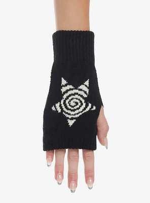 Black & White Spiral Star Fingerless Gloves