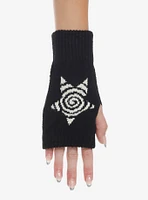 Black & White Spiral Star Fingerless Gloves