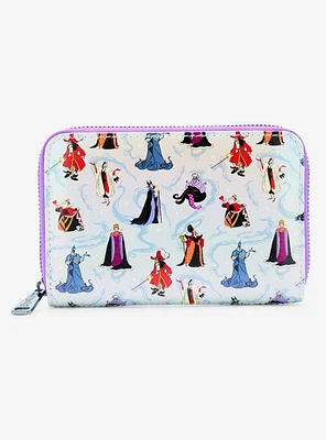 Loungefly Disney Villains Iridescent Allover Print Small Zip Wallet