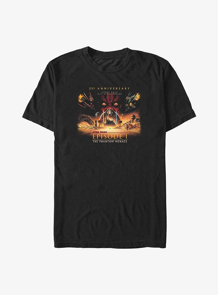 Star Wars Episode I: The Phantom Menace Wide 25th Anniversary Poster Big & Tall T-Shirt