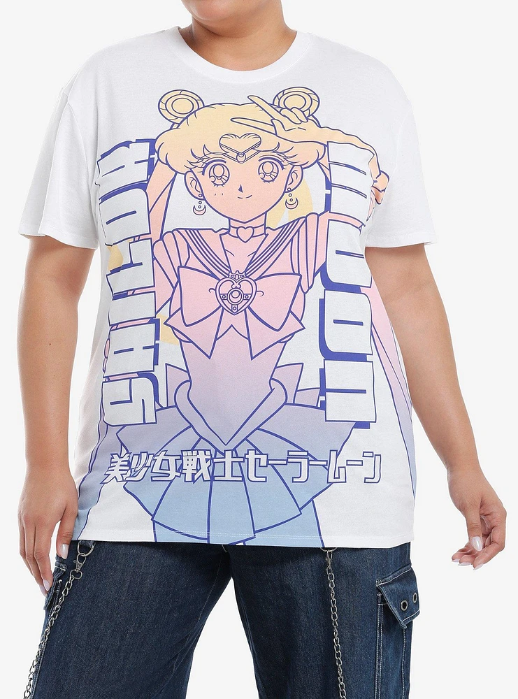 Pretty Guardian Sailor Moon Ombre Print Boyfriend Fit Girls T-Shirt Plus