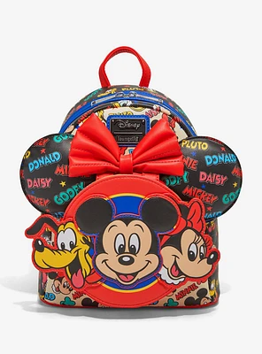 Loungefly Disney Mickey Mouse and Friends Classic Stars Mini Backpack with Ears Headband