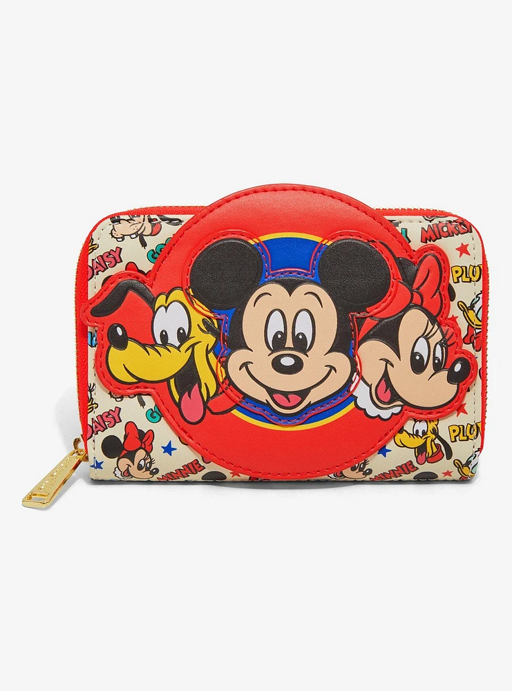 Loungefly Mickey Mouse and Friends Classic Stars Allover Print Small Zip Wallet