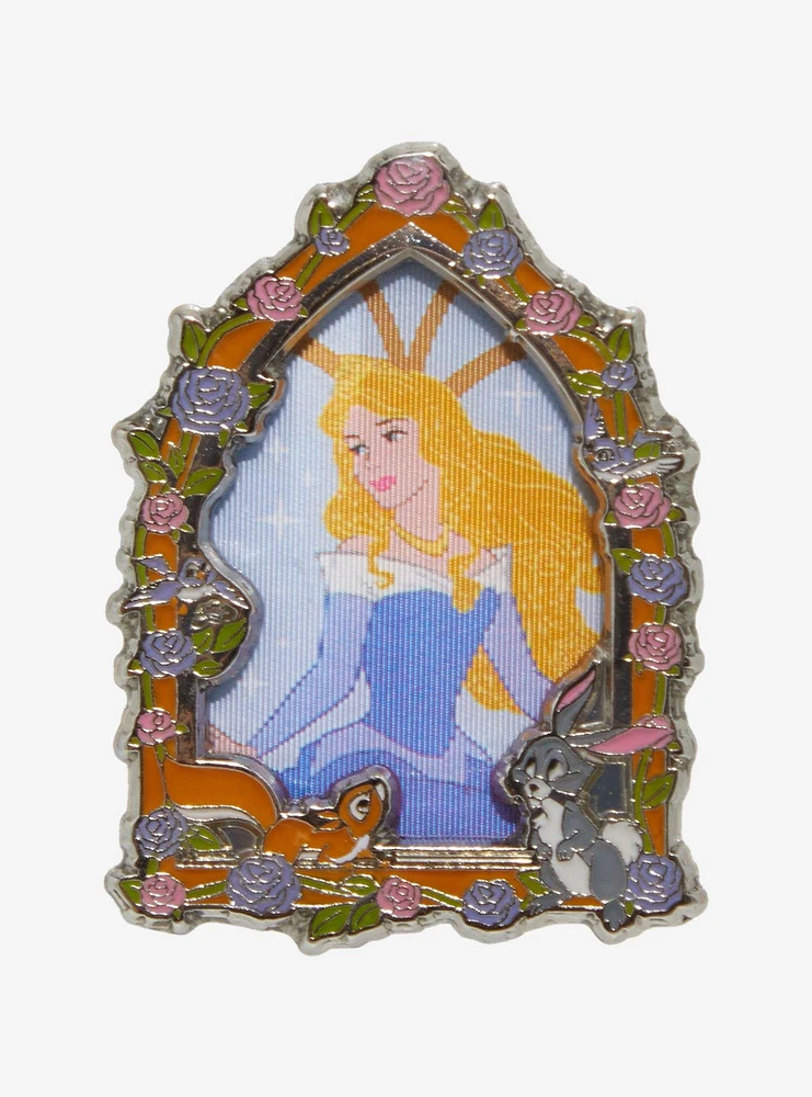 Loungefly Disney Sleeping Beauty Floral Frame Lenticular Enamel Pin — BoxLunch Exclusive