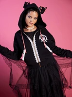 Kuromi Lace Ribbon Girls Crop Hoodie