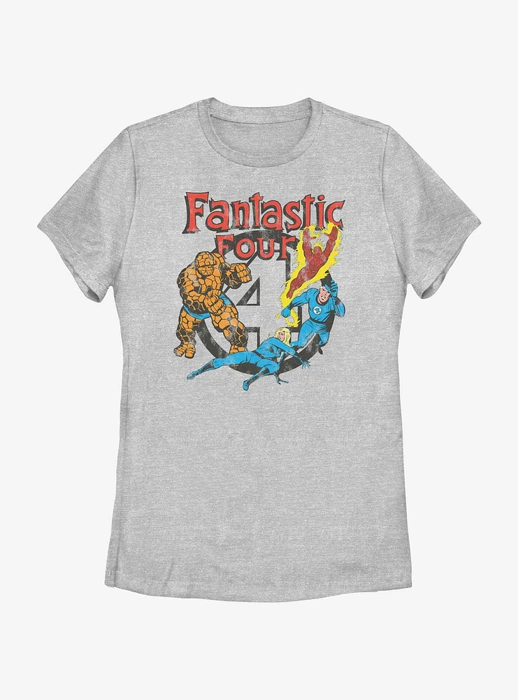 Marvel Fantastic Four Squad Vintage Style Womens T-Shirt