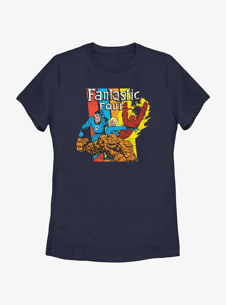 Marvel Fantastic Four 4 Stripes Womens T-Shirt