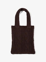 Brown Cable Knit Tote Bag