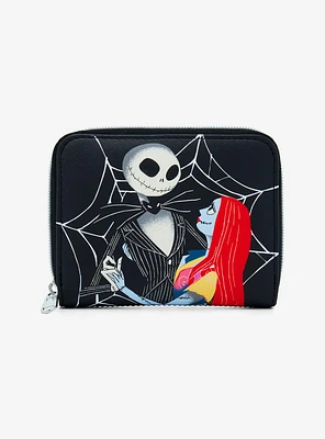 Loungefly The Nightmare Before Christmas Jack & Sally Spiderweb Mini Zipper Wallet Hot Topic Exclusive