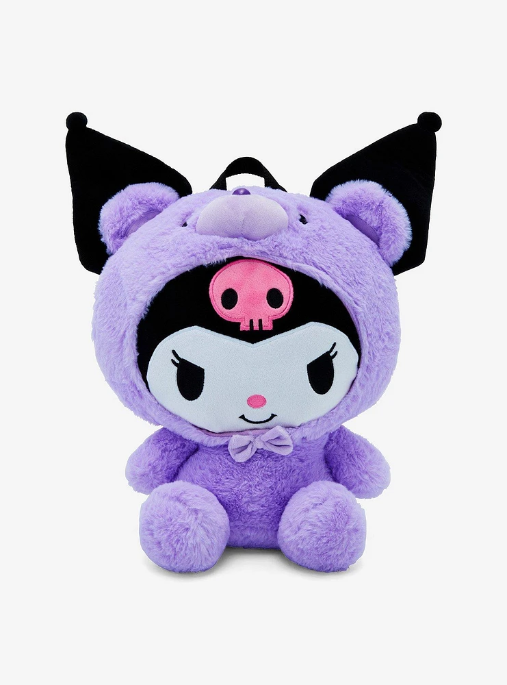 Kuromi Purple Bear Plush Mini Backpack