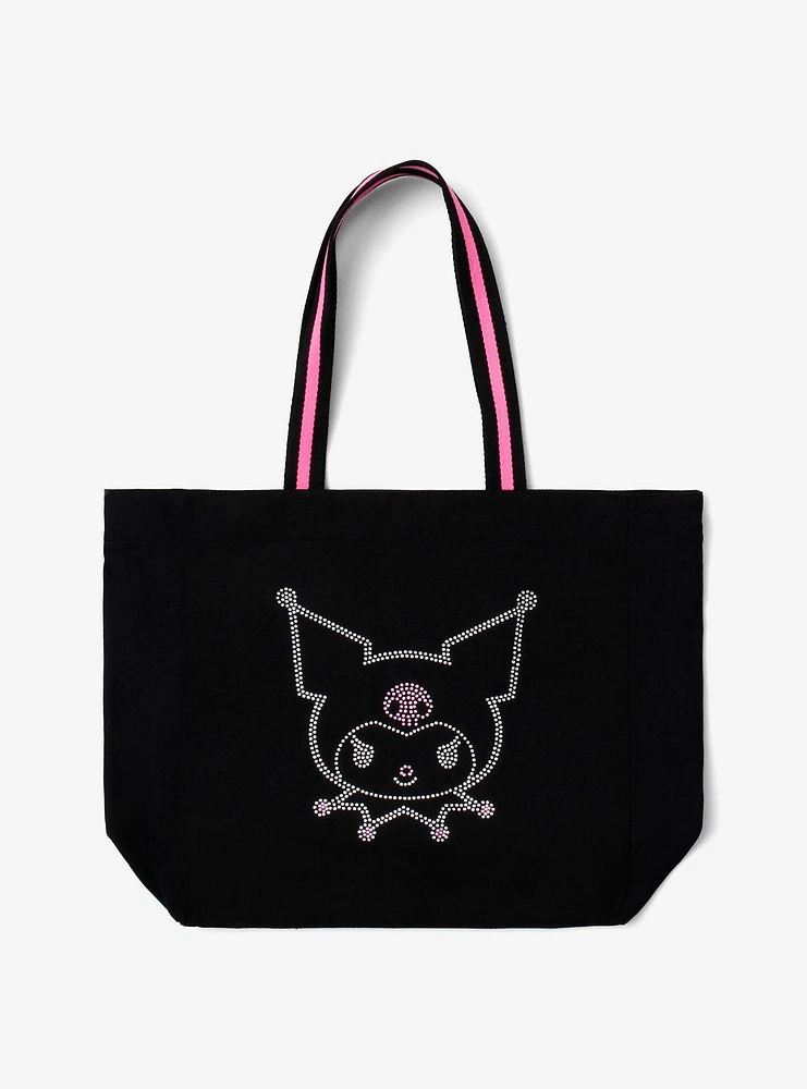 Kuromi Face Rhinestone Tote Bag