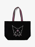 Kuromi Face Rhinestone Tote Bag