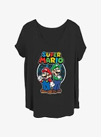 Nintendo Co Op Bros Mario & Luigi Womens T-Shirt Plus