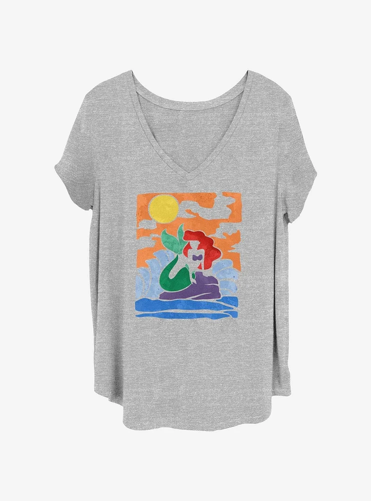 Disney The Little Mermaid Water Color Womens T-Shirt Plus