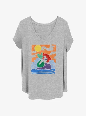 Disney The Little Mermaid Water Color Womens T-Shirt Plus