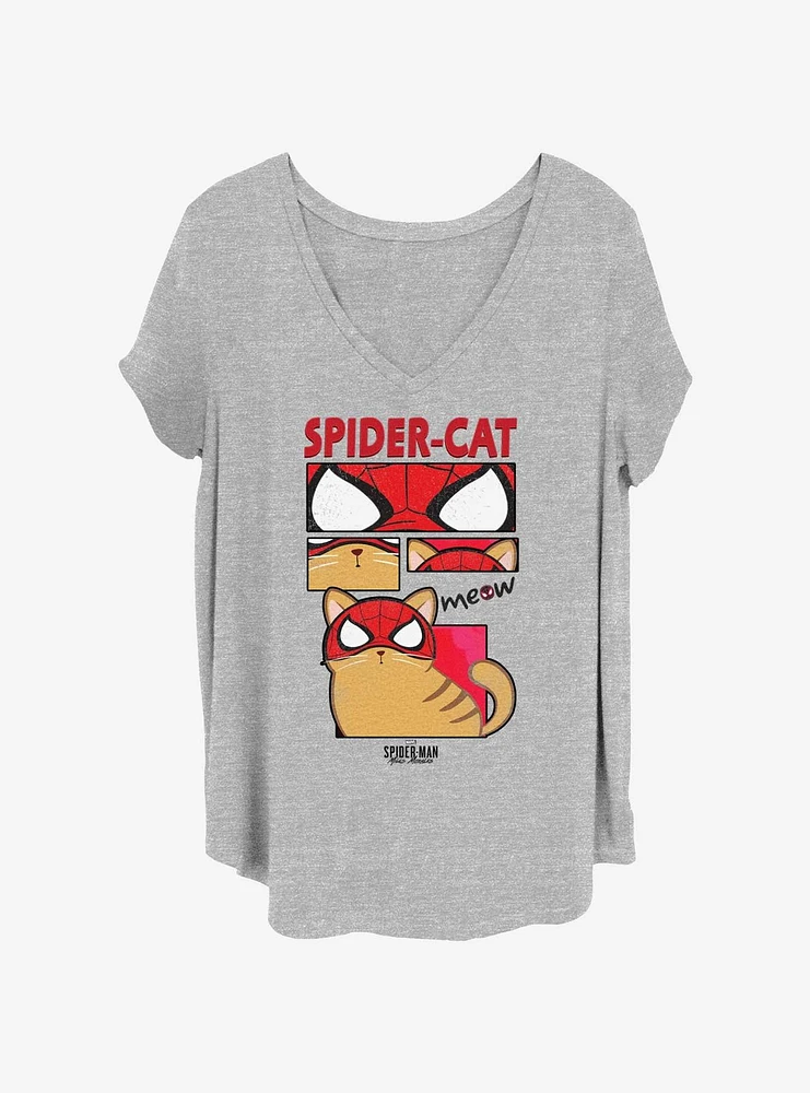 Marvel Spider-Man Spider-Cat Panels Womens T-Shirt Plus