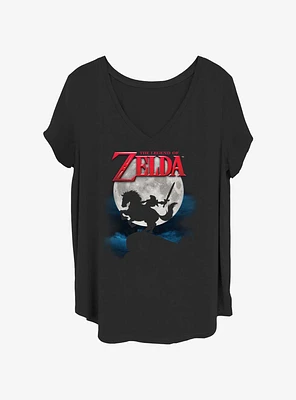 Nintendo Full Moon Silhouette Womens T-Shirt Plus