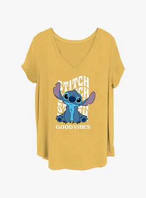 Disney Lilo & Stitch Wavey Good Vibes Womens T-Shirt Plus