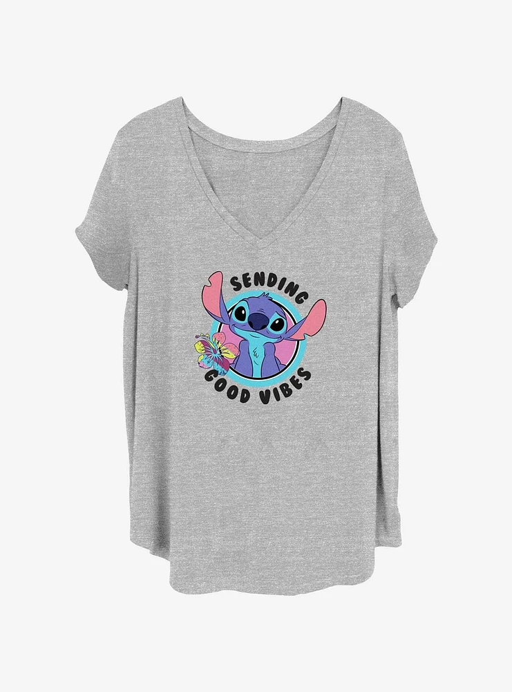 Disney Lilo & Stitch Sending Good Vibes Womens T-Shirt Plus