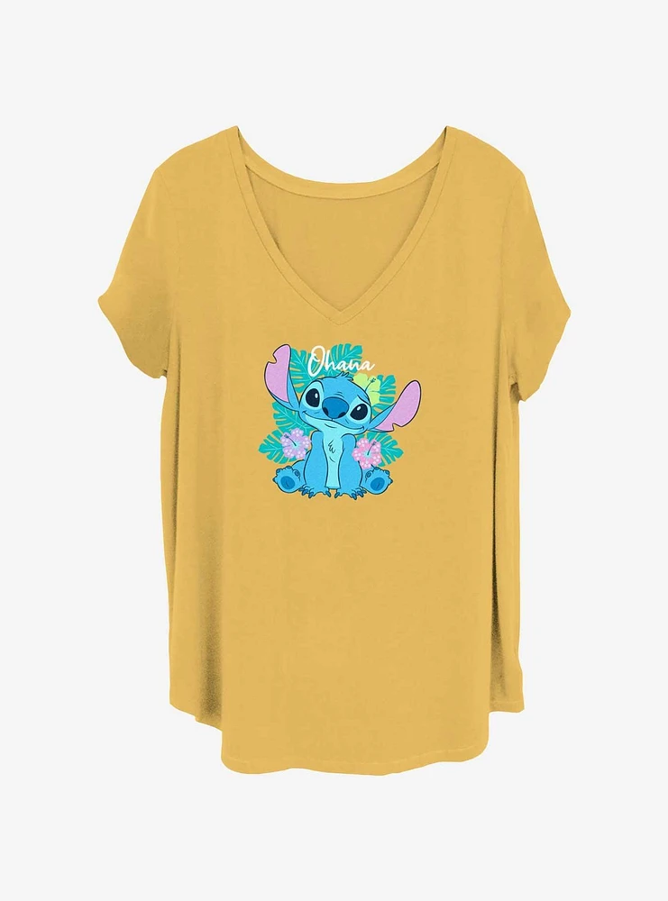 Disney Lilo & Stitch Ohana Flowers Womens T-Shirt Plus