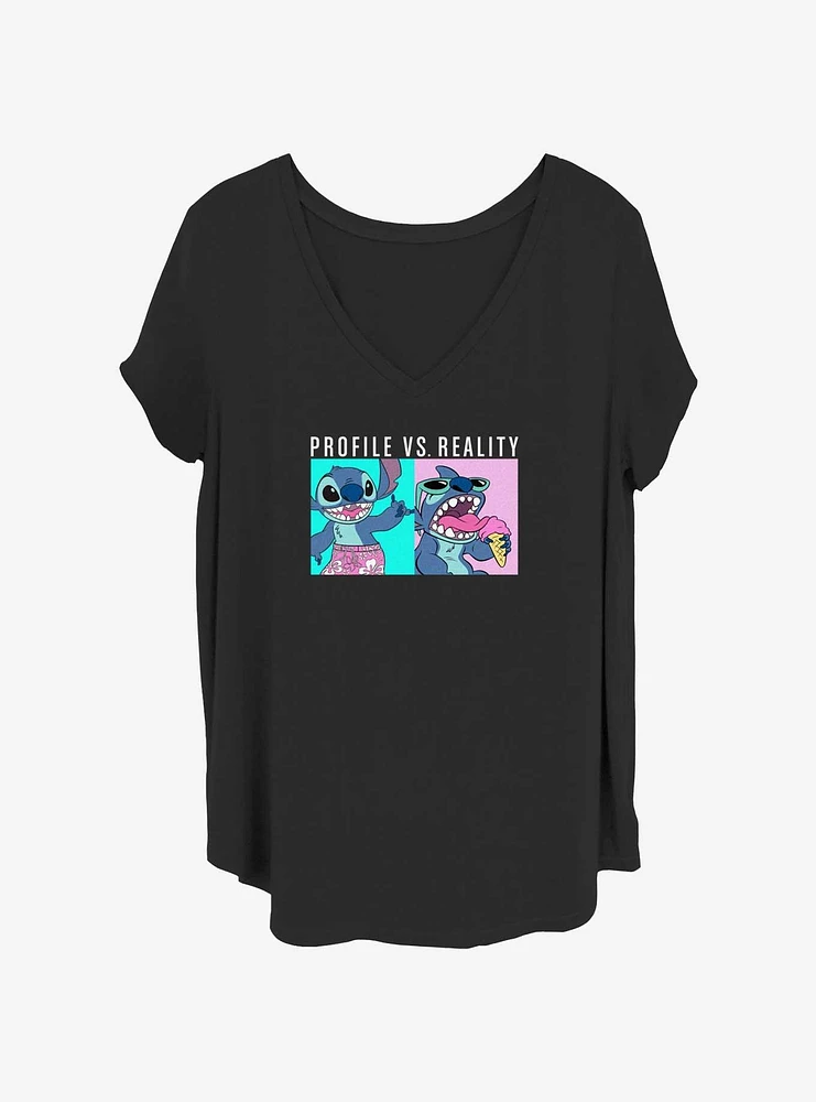 Disney Lilo & Stitch Profile vs Reality Womens T-Shirt Plus