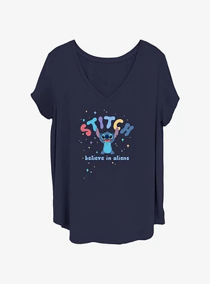 Disney Lilo & Stitch Believe Aliens Womens T-Shirt Plus