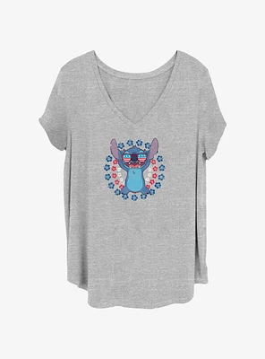 Disney Lilo & Stitch Hibiscus Circles Womens T-Shirt Plus