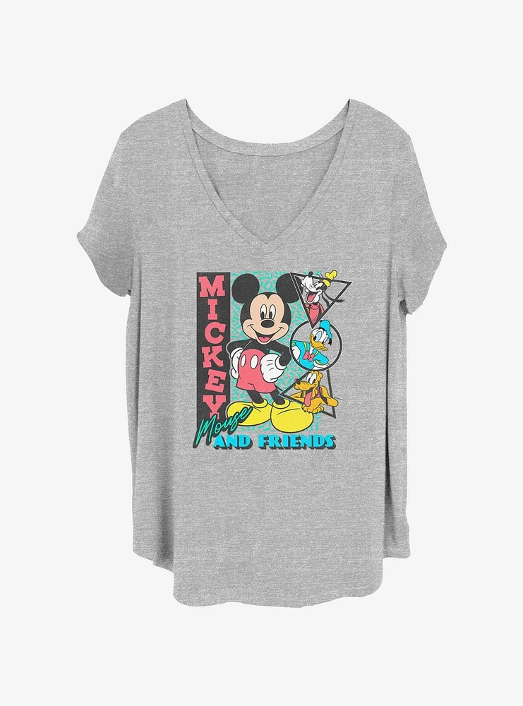 Disney Mickey Mouse Friend Shapes Womens T-Shirt Plus