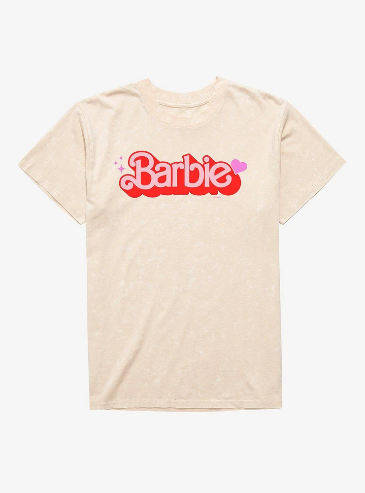 Barbie Red Heart Logo Mineral Wash T-Shirt