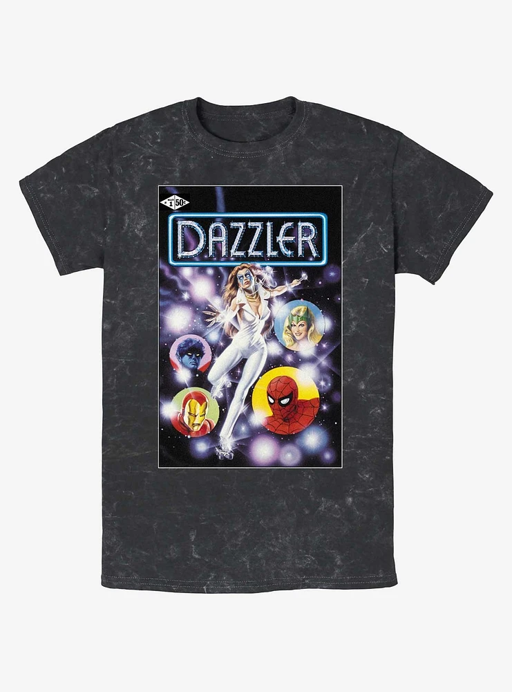 Marvel Dazzler Classic Comic Cover Group Mineral Wash T-Shirt