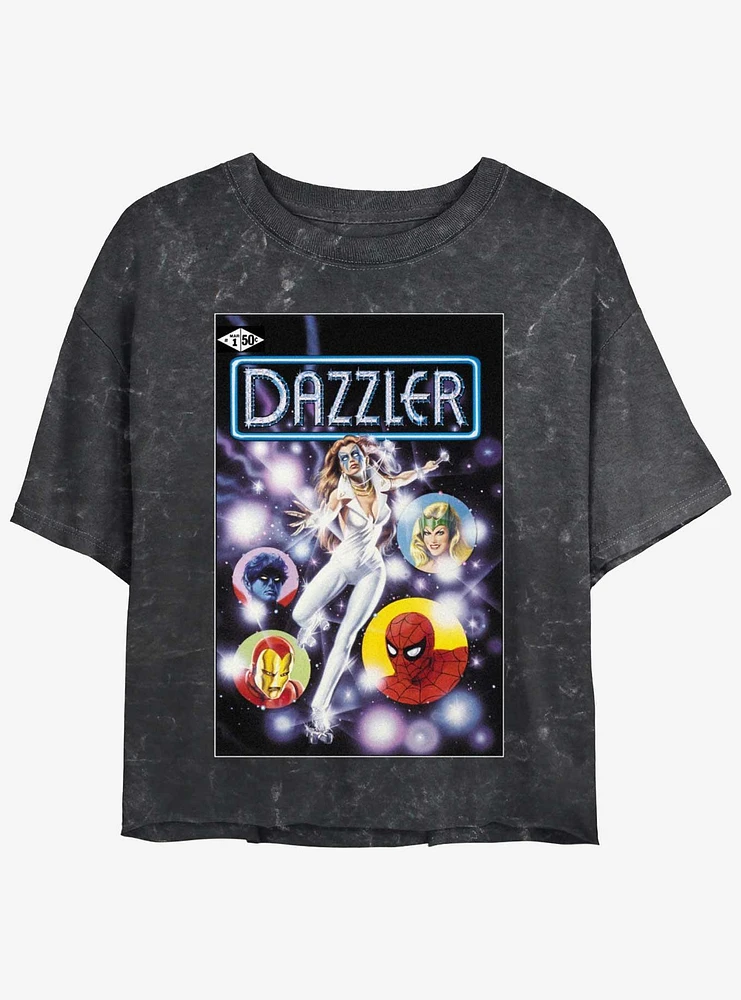 Marvel Dazzler Classic Comic Cover Group Girls Mineral Wash Crop T-Shirt
