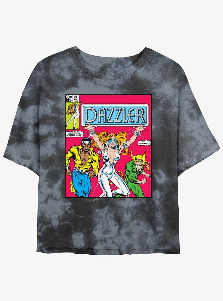 Marvel Dazzler Power Man and Iron Fist Comic Cover Girls Tie-Dye Crop T-Shirt