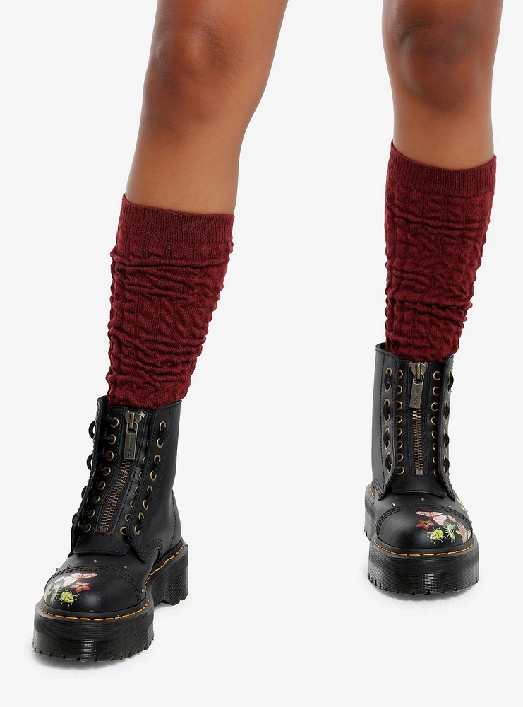 Burgundy Slouchy Knee-High Socks