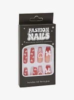 Pink Heart & Bow Faux Nail Set