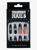 Black Celestial Charm Faux Nail Set