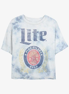 Coors Brewing Company Lite Pilsner Distressed Girls Tie-Dye Crop T-Shirt