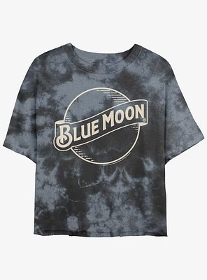 Coors Brewing Company Blue Moon Line Logo Girls Tie-Dye Crop T-Shirt