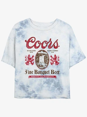 Coors Brewing Company Fine Banquet Beer Girls Tie-Dye Crop T-Shirt