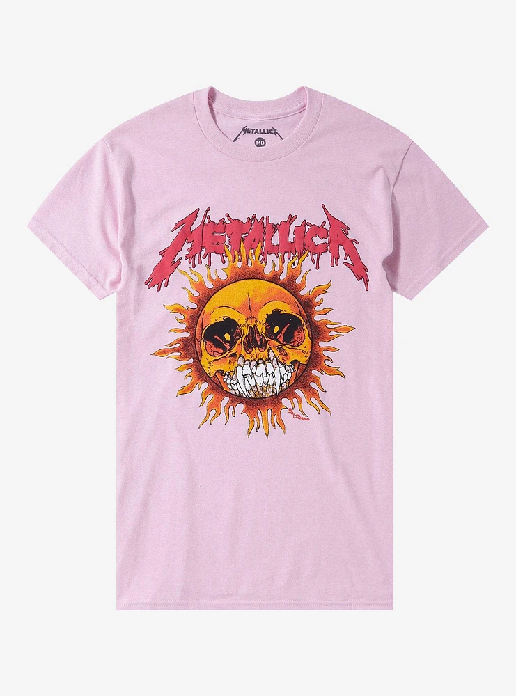 Metallica Sun Puff Print Boyfriend Fit Girls T-Shirt