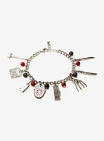 Freddy vs. Jason Enamel Charm Silver Finish Chain Bracelet