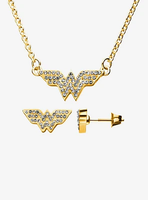 DC Comics Wonder Woman Stud Earrings & Necklace Set