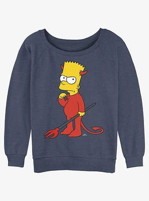 The Simpsons Devil Bart Girls Slouchy Sweatshirt