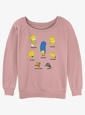 The Simpsons Family Faces Girls Slouchy Sweatshirt