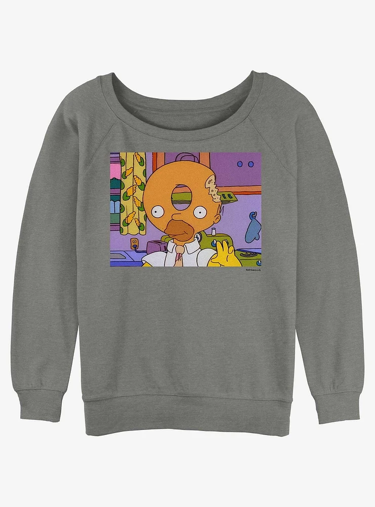 The Simpsons Donut Head Homer Girls Slouchy Sweatshirt