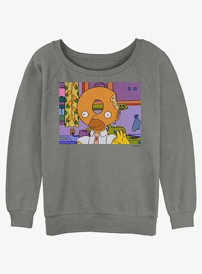 The Simpsons Donut Head Homer Girls Slouchy Sweatshirt