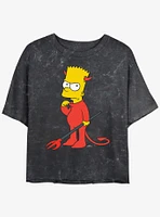 The Simpsons Devil Bart Girls Mineral Wash Crop T-Shirt