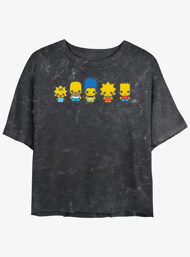 The Simpsons Chibi Lineup Girls Mineral Wash Crop T-Shirt