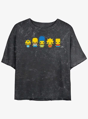 The Simpsons Chibi Lineup Girls Mineral Wash Crop T-Shirt