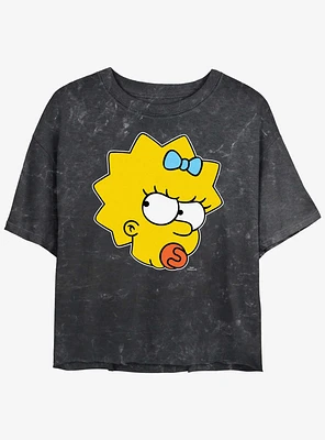 The Simpsons Sassy Maggie Girls Mineral Wash Crop T-Shirt